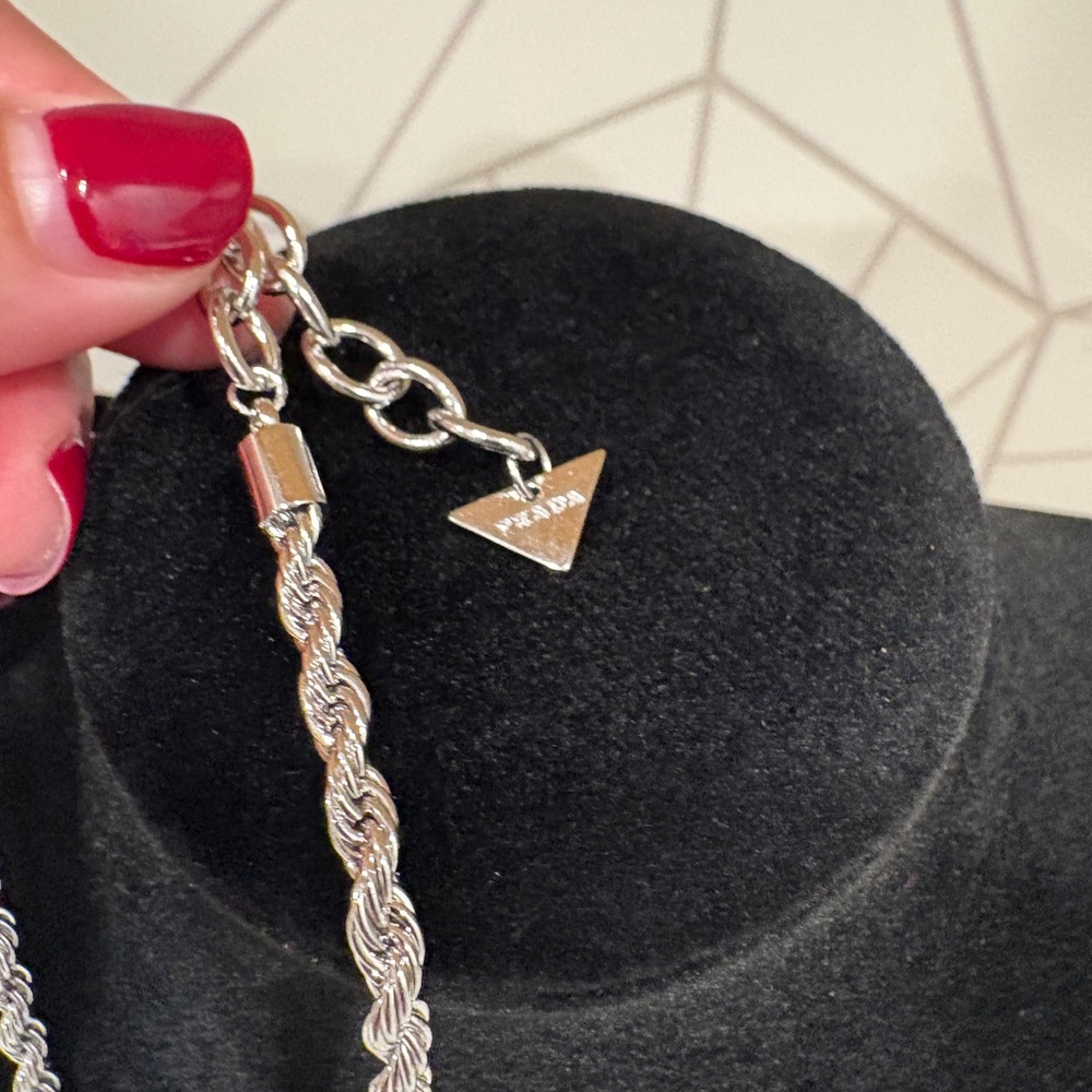 Upcycled Prada Heart Pendant Necklace in Silver - Picture 4 of 4